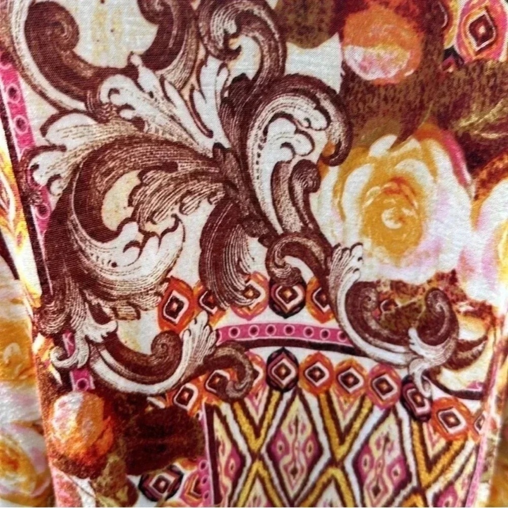V Cristina Boho Floral Multicolor Women's Top Size M Lightweight - Picture 4 of 7